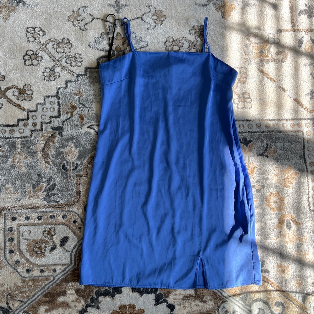 Blue Satin Grad Dress